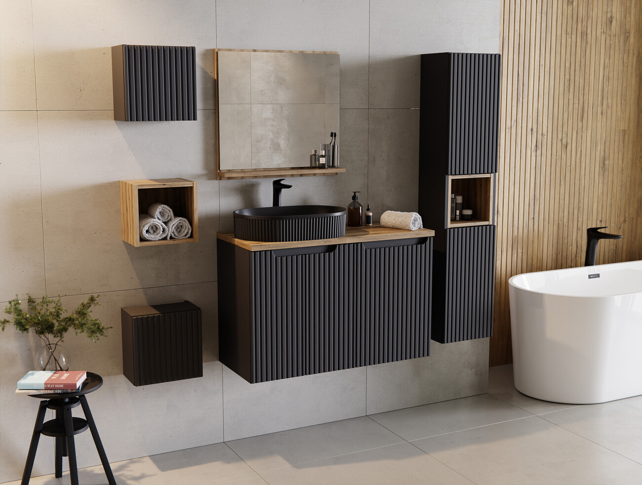 Meuble de salle de bains, collection Nova Black