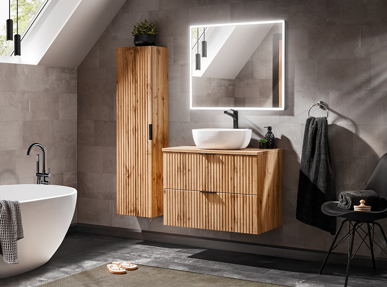 Meuble de salle de bains, collection Adel Oak